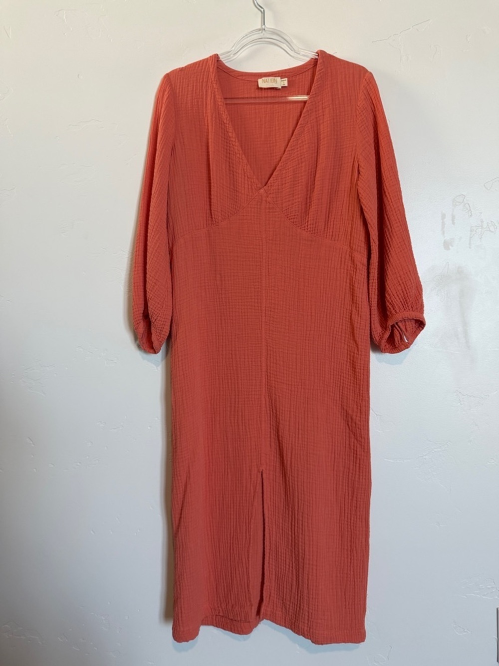 Nation LTD Coral Cotton Gauze Midi Dress Lightweight Boho Made in USA NWT